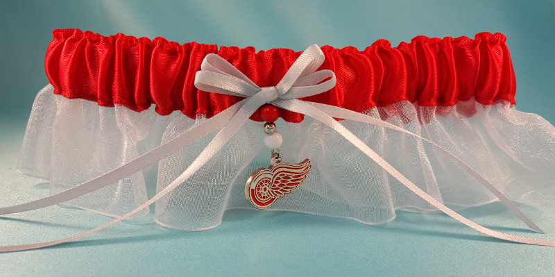 Detroit Red Wings Inspired Garter with Licensed Charm